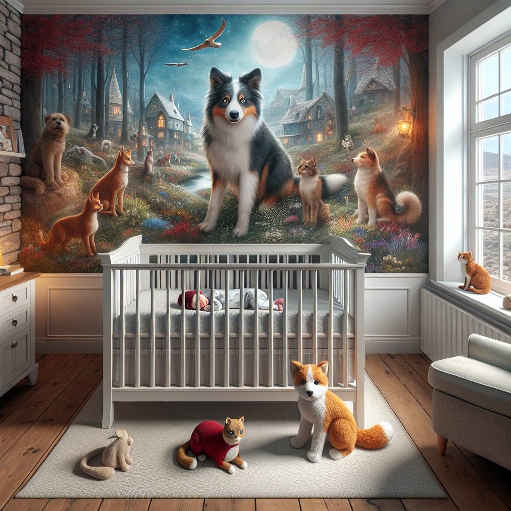 2) New-baby AI Generated Card - Disney, Border collie, Cat, and Baby (f902a)