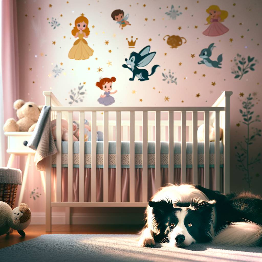 1) New-baby AI Generated Card - Disney, Border collie, Cat, and Baby (eafd7)