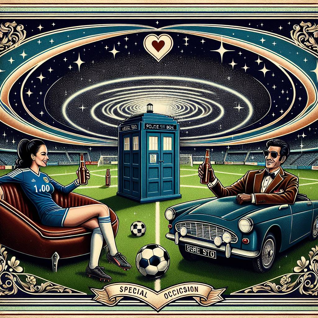 2) Valentines-day AI Generated Card - Dr who, football, James bond car, beer (1e6a2)