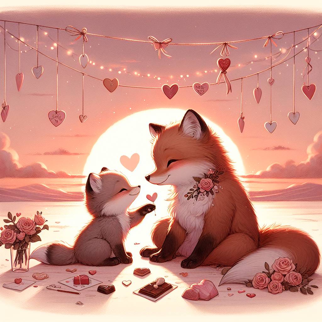 2) Valentines-day AI Generated Card - Fox cub, baba, son (83be7)