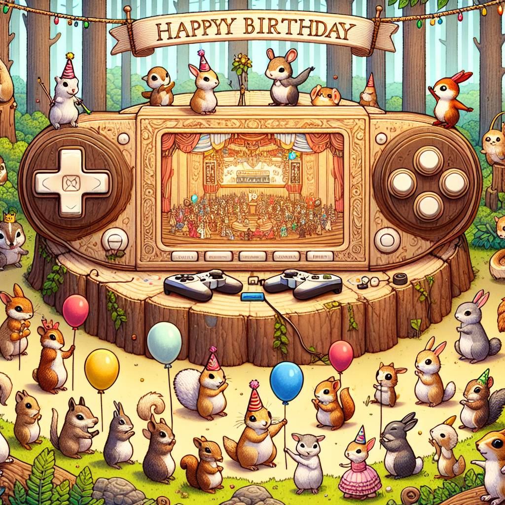 1) Birthday AI Generated Card - Wood carving, Gaming, and Musical theatre  (741f7)