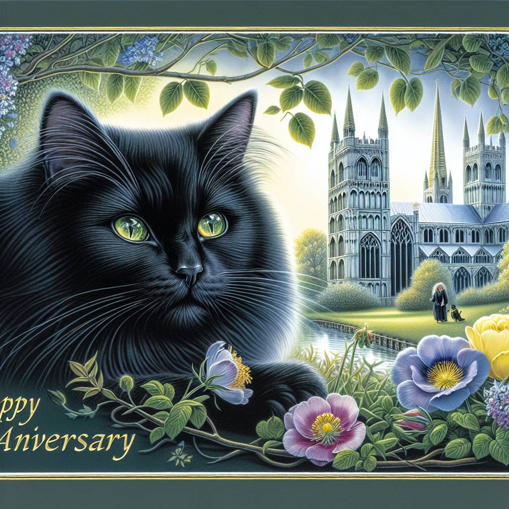 1) Anniversary AI Generated Card - Black cat , and Norwich  (a6aeb)
