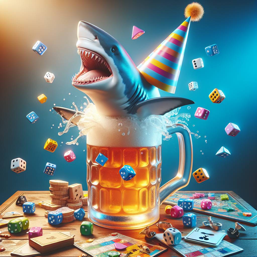 2) Birthday AI Generated Card - Sharks, Beer, and Games (d3b8e)