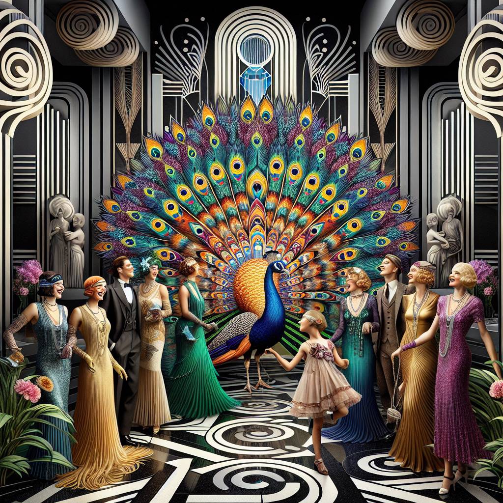 1) Mothers-day AI Generated Card - Peacock , Art deco, and 1920 (ff240)