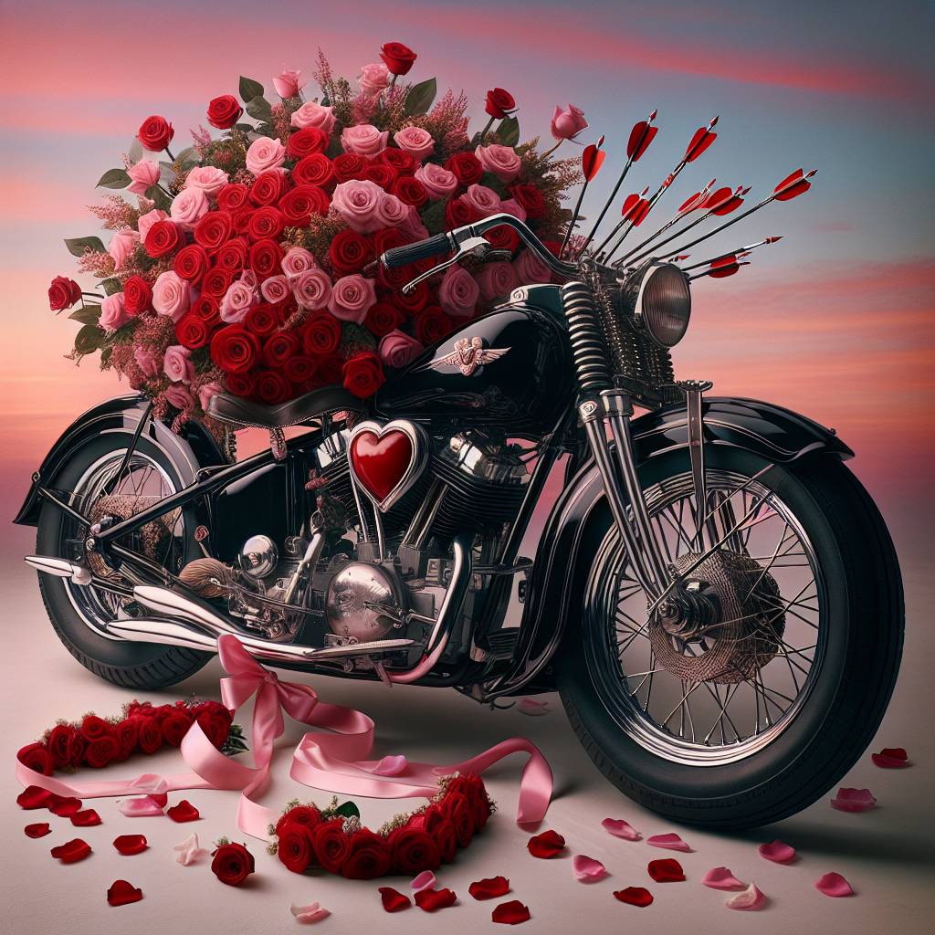 2) Valentines-day AI Generated Card - Harley Davidson motorcycles registration V2 ODD (8a772)