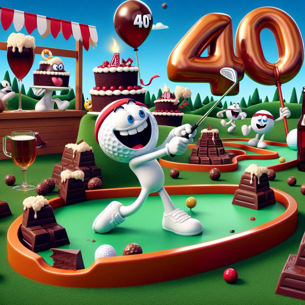 2) Birthday AI Generated Card - Golf, fortnite, chocolate,  beer, red wine,  40 (71ef7)