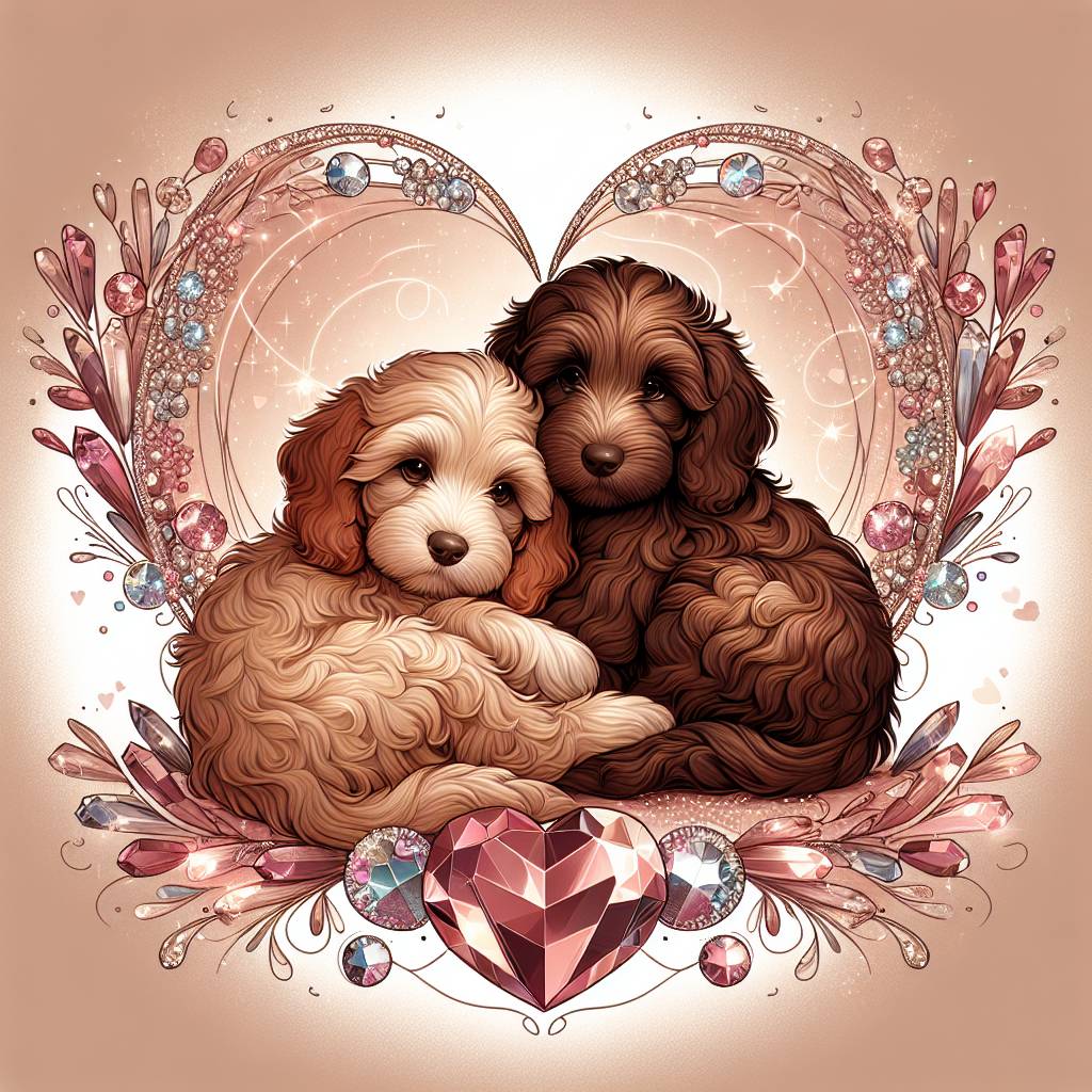 1) Valentines-day AI Generated Card - Cockapoos, Crystals, and Snuggles (0937c)