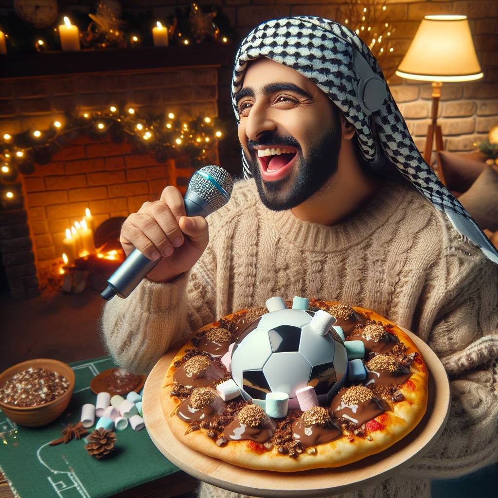 1) Christmas AI Generated Card - Nutella & Marshmallow pizza, Man singing never gonna give you up, and Soccer (269a8)})