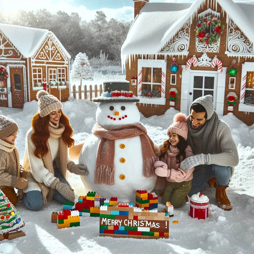 2) Christmas AI Generated Card - Family/winter/lego (1de79)