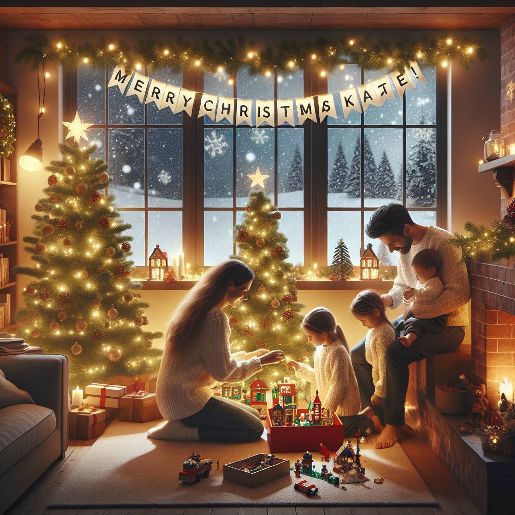 1) Christmas AI Generated Card - Family/winter/lego (4f9b8)
