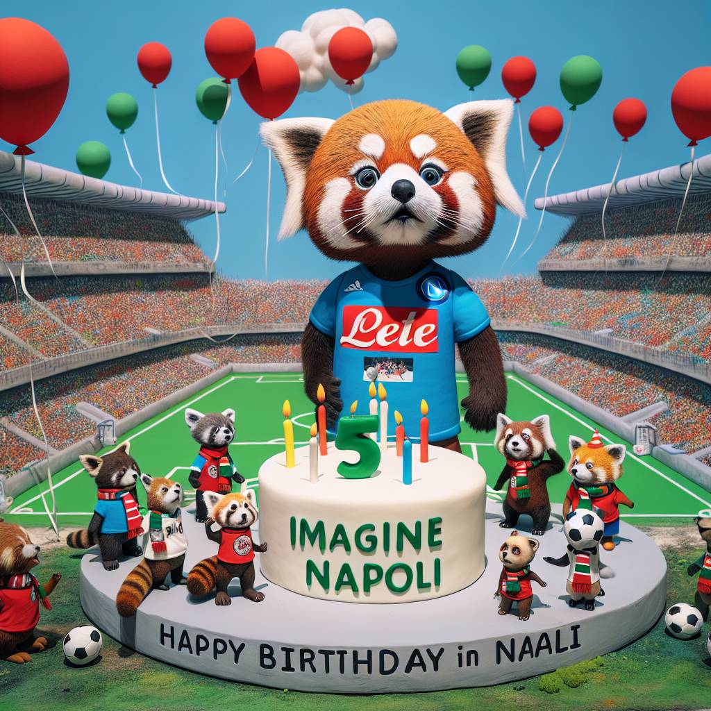 2) Birthday AI Generated Card - Napoli, Red panda, Birthday, and Soccer (fcbc8)
