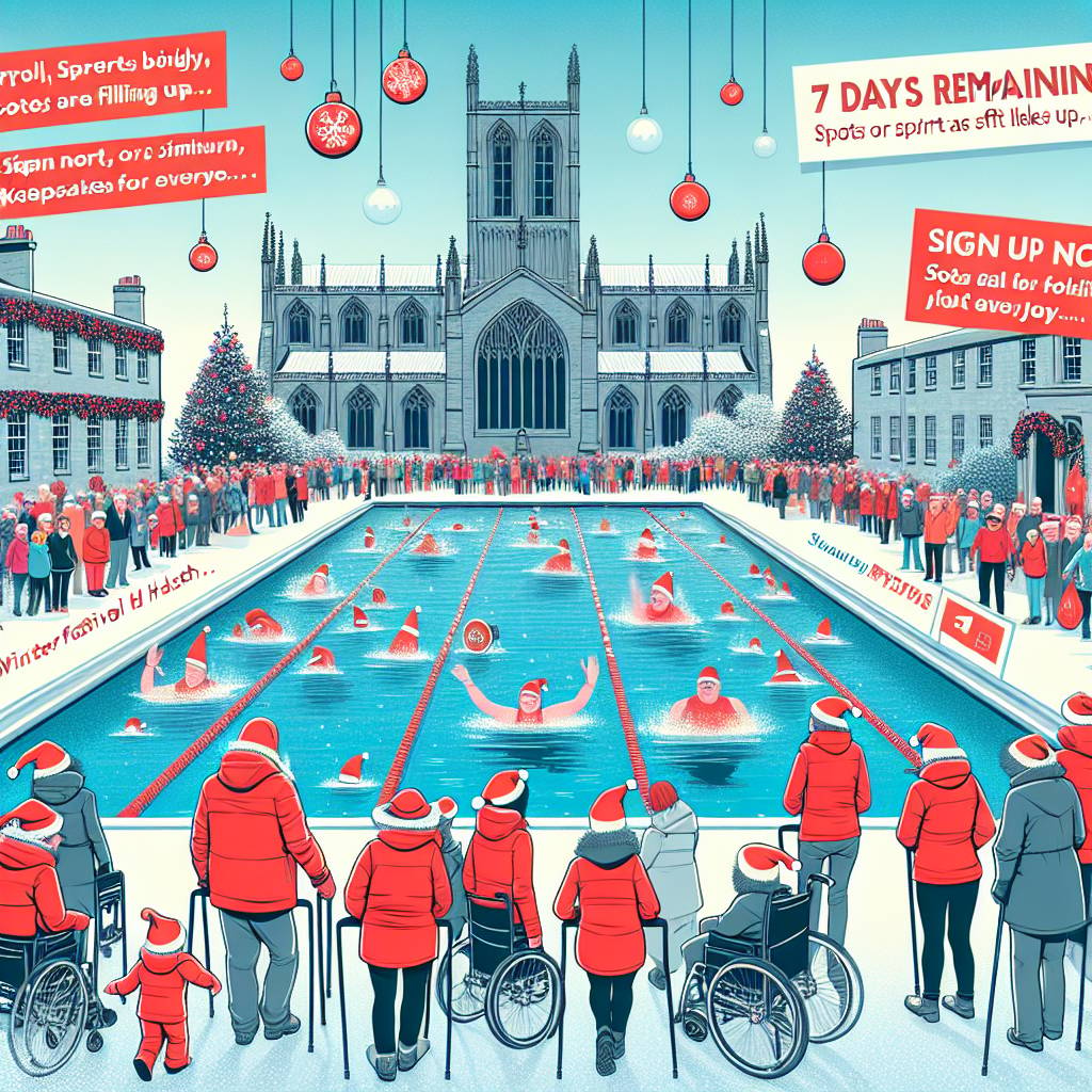 4) Christmas AI Generated Card - Santa hat running, LICHFIELD Festive Hat Dash, Lichfield Stowe Pool, Lichfield Cathedral , Disabilty , Kindness , Foodbank, 7 days to go, HURRY PLACES SELLING FAST, Register now, and Medals for all (d7078)