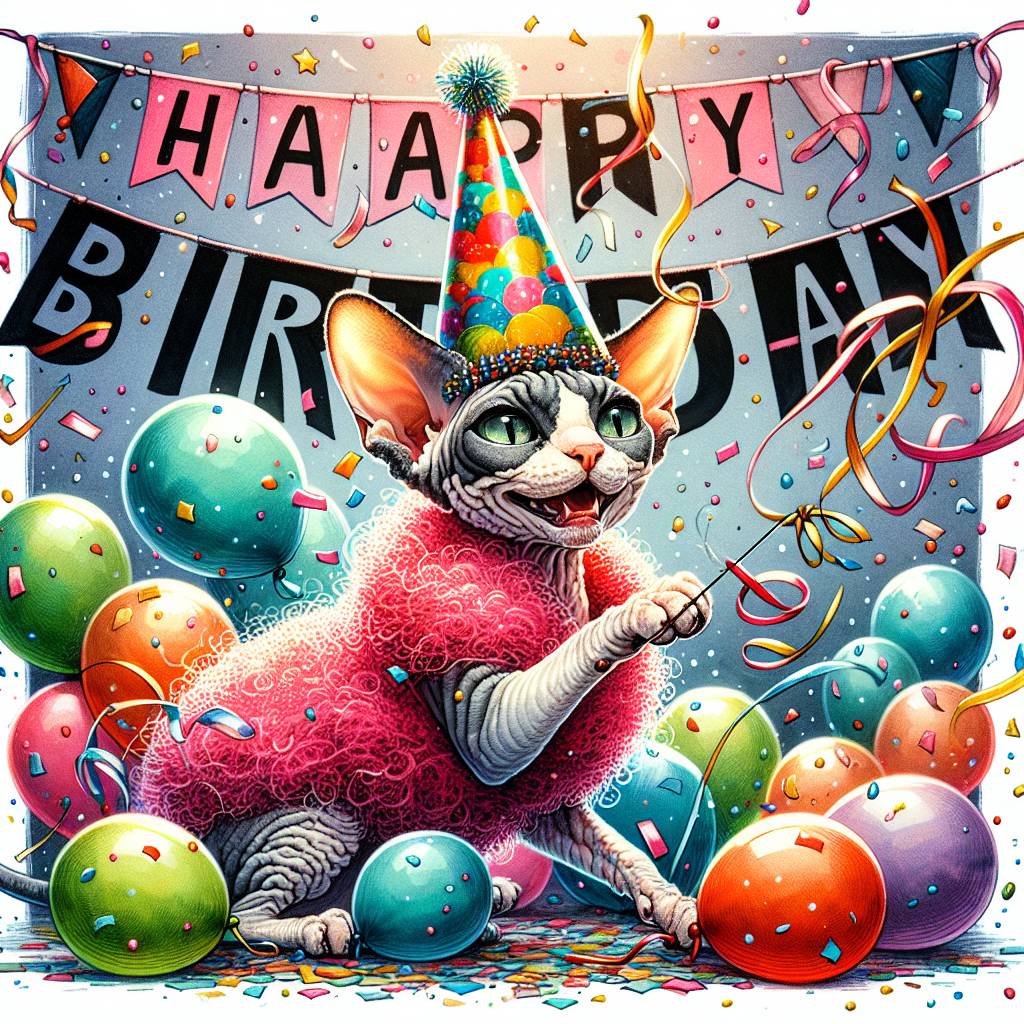 1) Birthday AI Generated Card - Cornish Rex Birthday Cards (8e195)