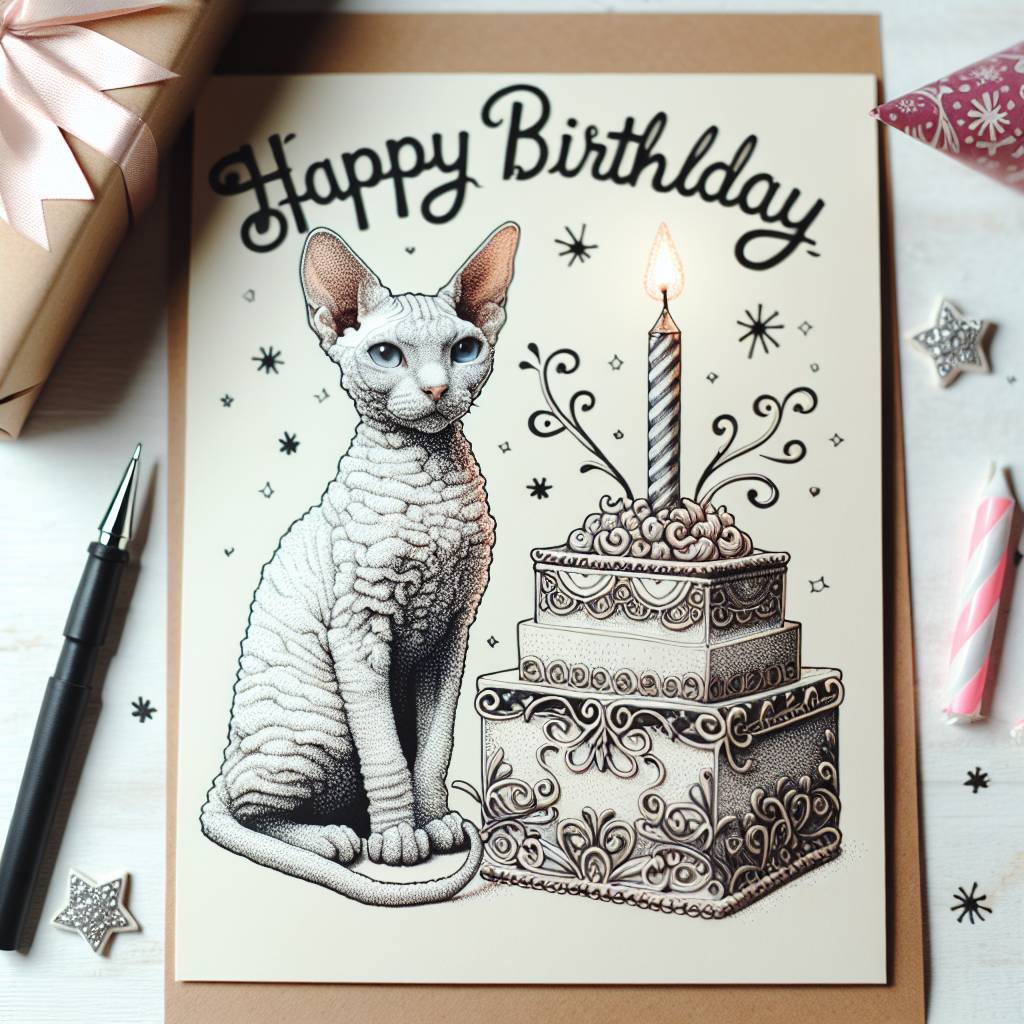 3) Birthday AI Generated Card - Cornish Rex Birthday Cards (b43e4)