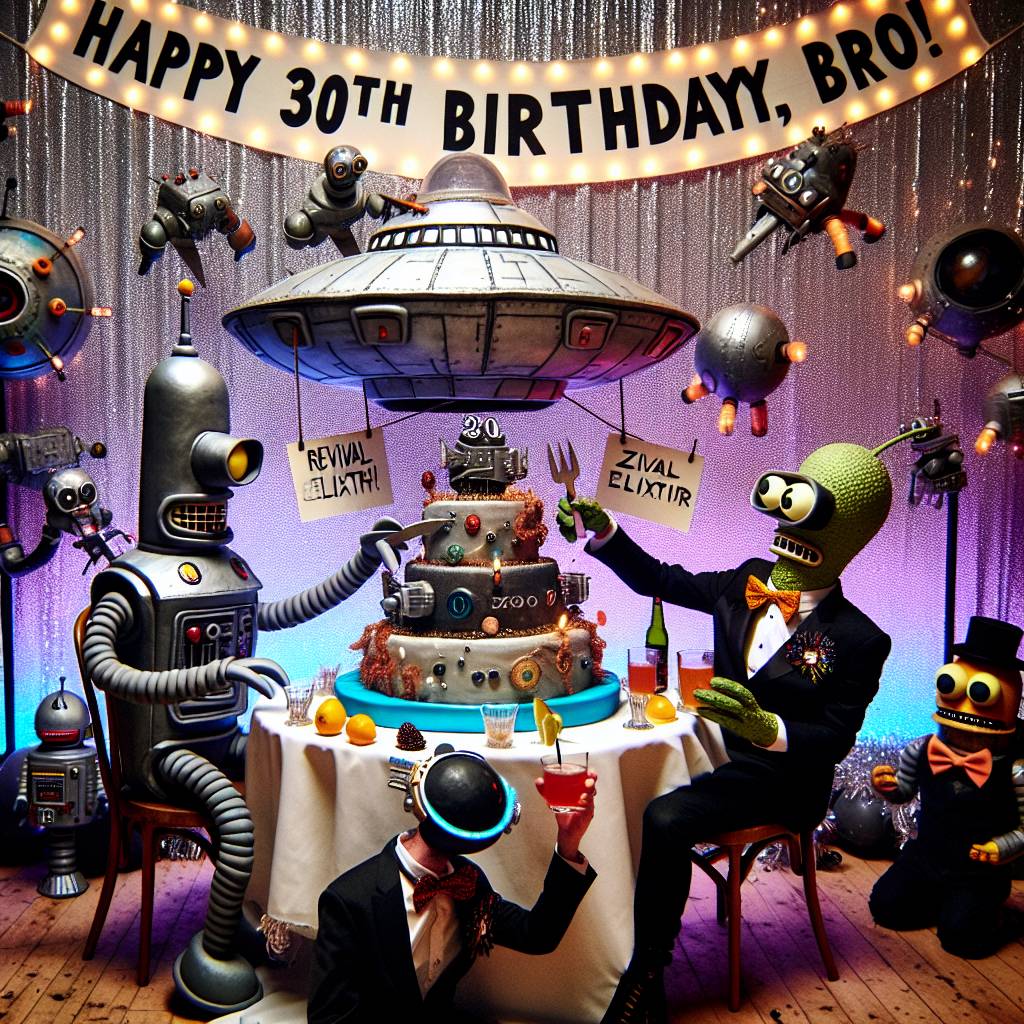 2) Birthday AI Generated Card - Dr Who, Cyber man , Tardis, Birthday cake, and 30th birthday brother  (391f1)
