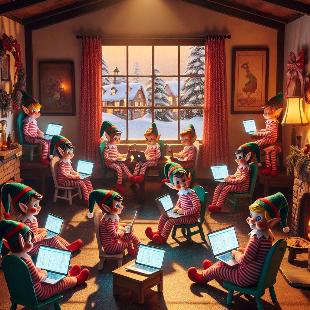 4) Christmas AI Generated Card - 12 elves on laptops (60985)