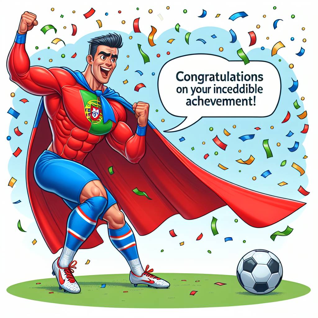 1) Congratulations AI Generated Card - Cristiano Ronaldo, Superman, and Football  (65f58)