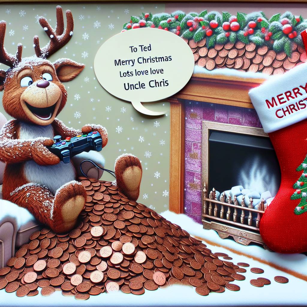 2) Christmas AI Generated Card - Gaming, chocolate (67f83)