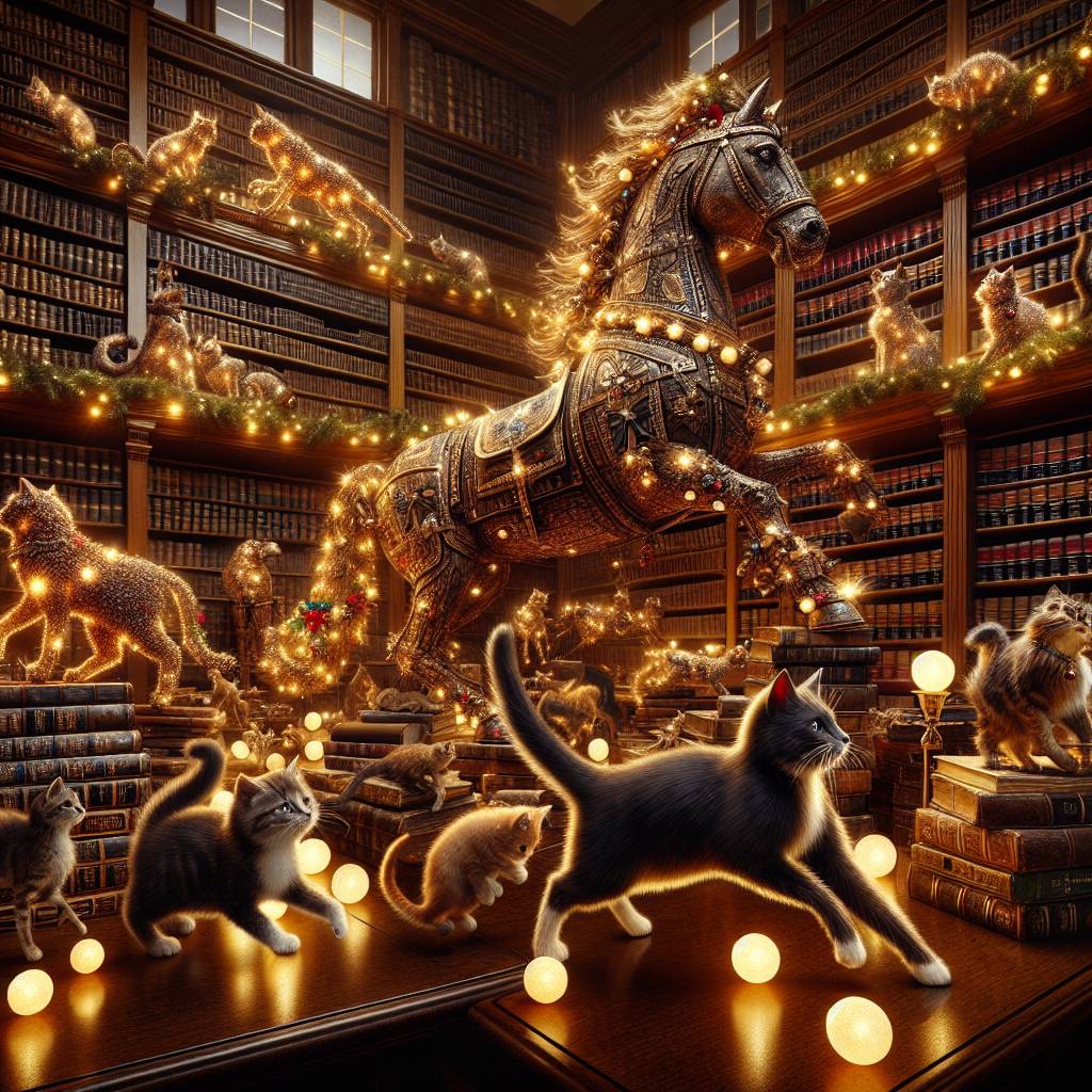3) Christmas AI Generated Card - cats, kittens, horses, books, lawyer (8f31b)