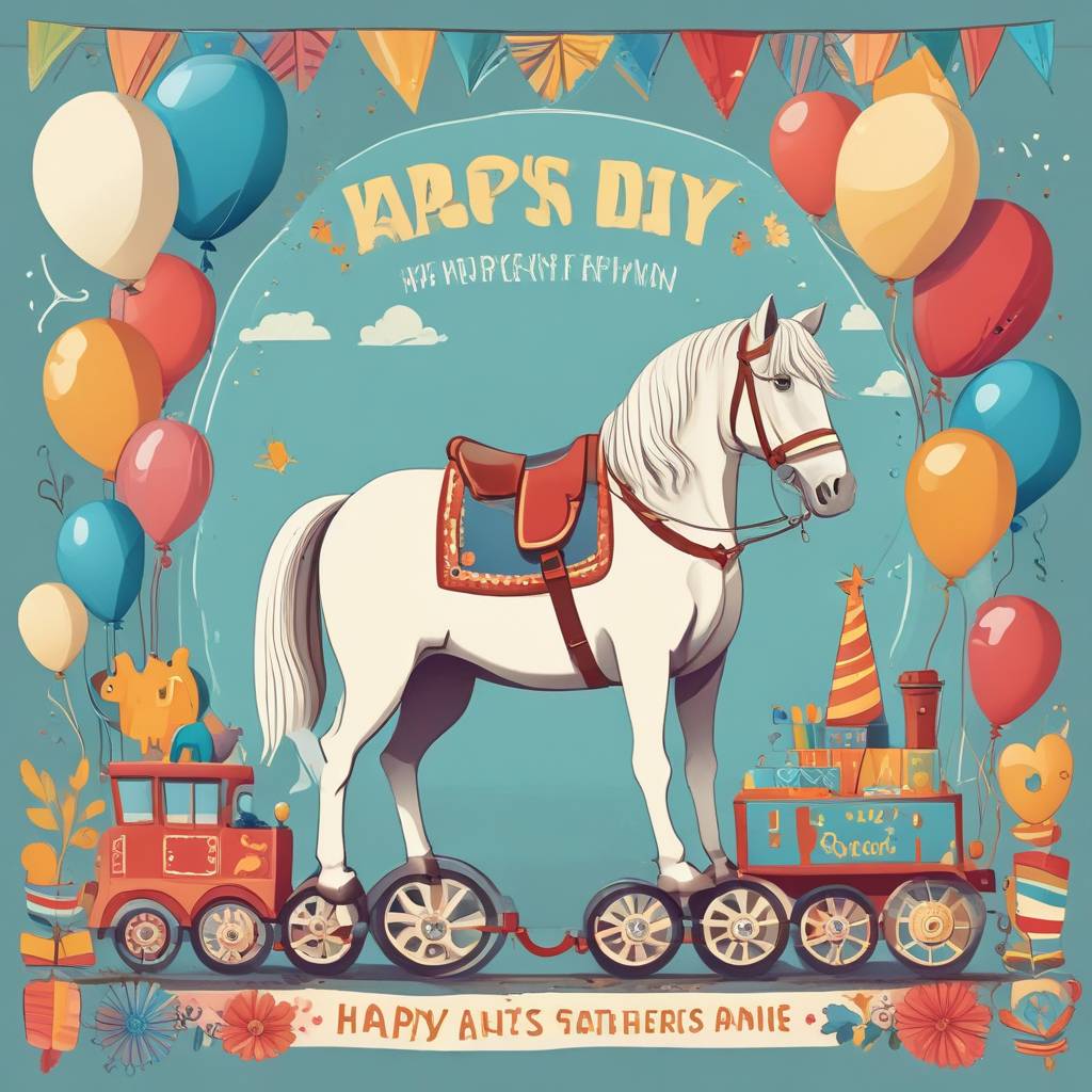 3) Fathers-day AI Generated Card - Horse, and Train (641fb)