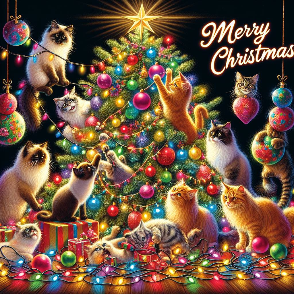 3) Christmas AI Generated Card - cats (ed7d8)