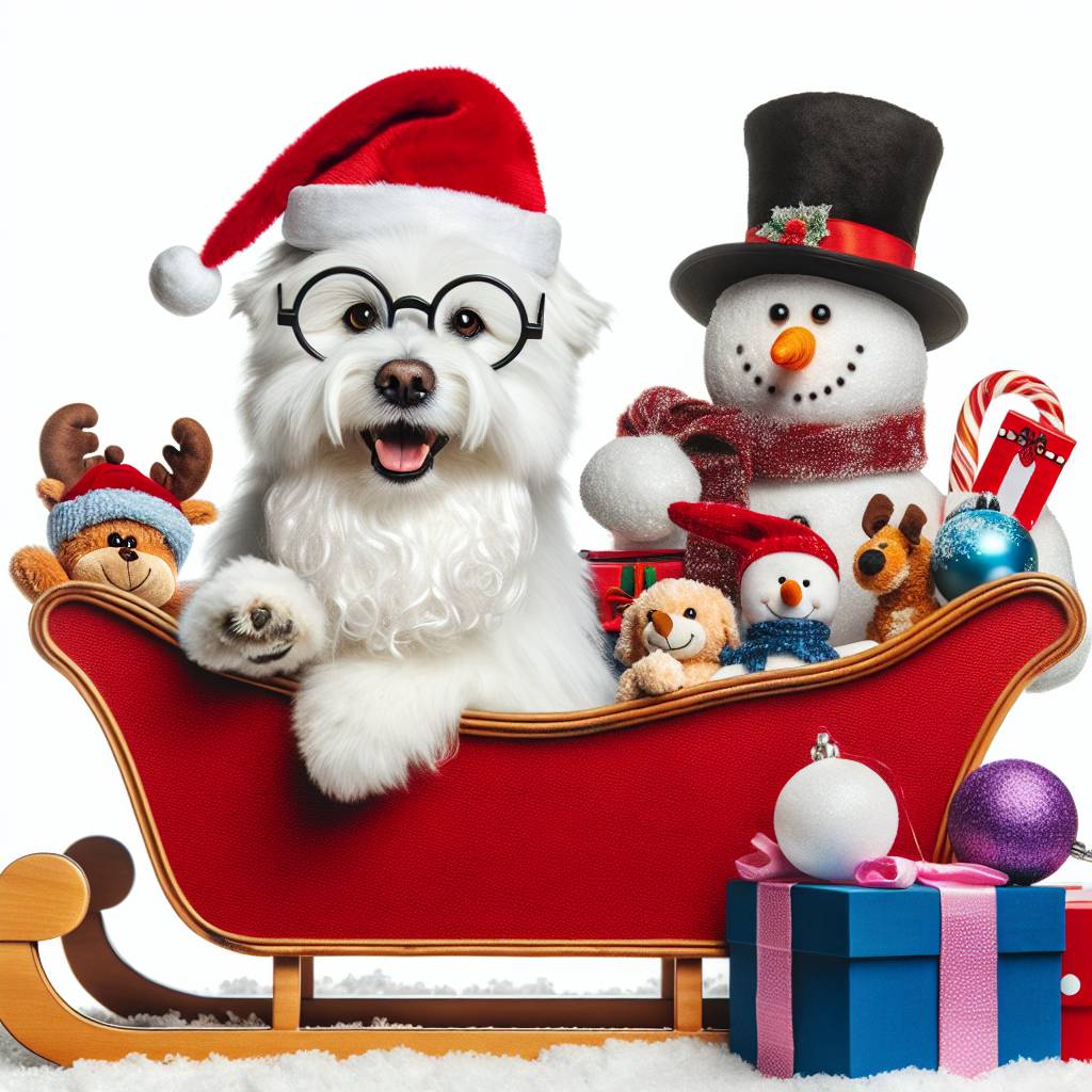 4) Christmas AI Generated Card - White dog (040f6)