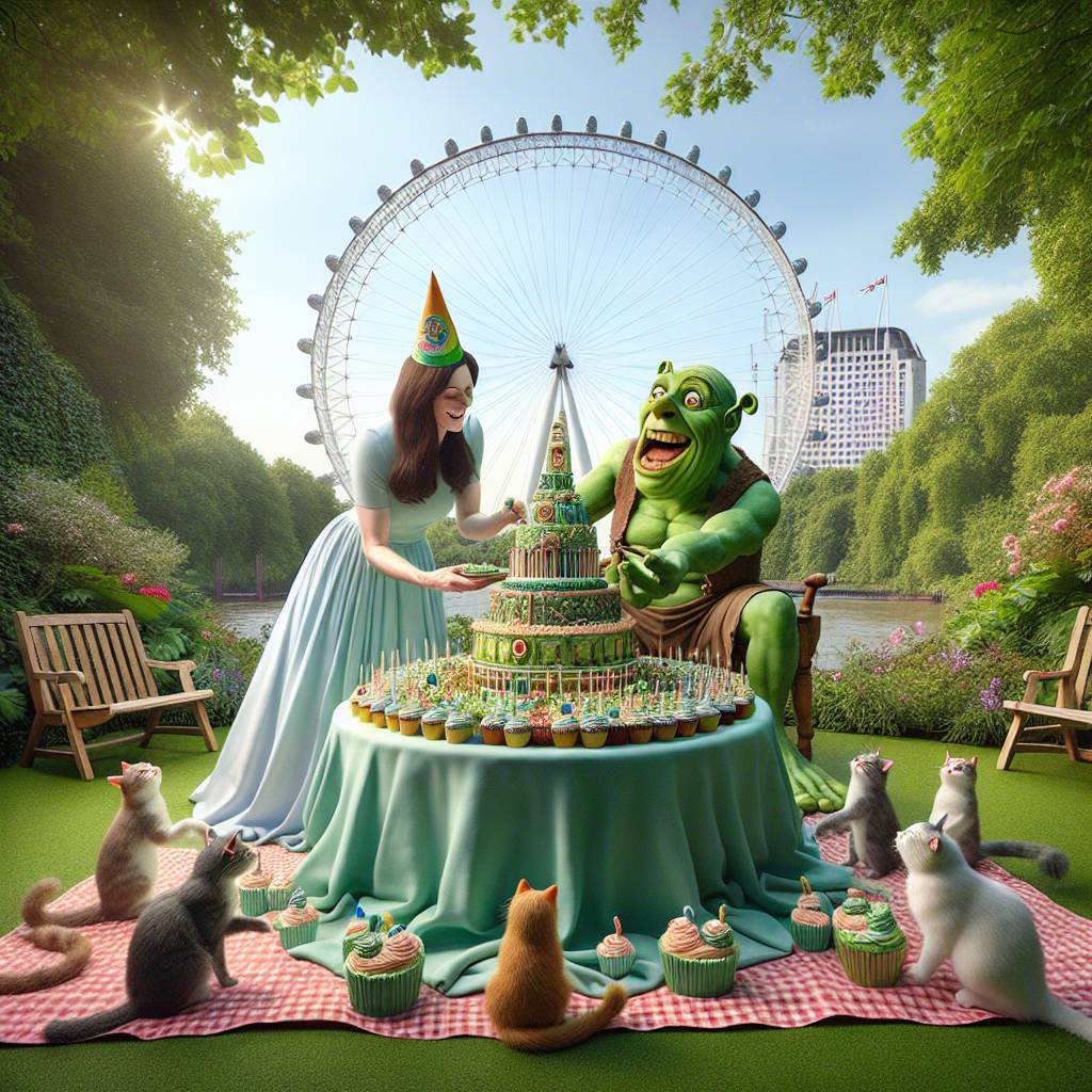 2) Birthday AI Generated Card - Nigella Lawson, Shrek, The London Eye, and Cats (500bd)