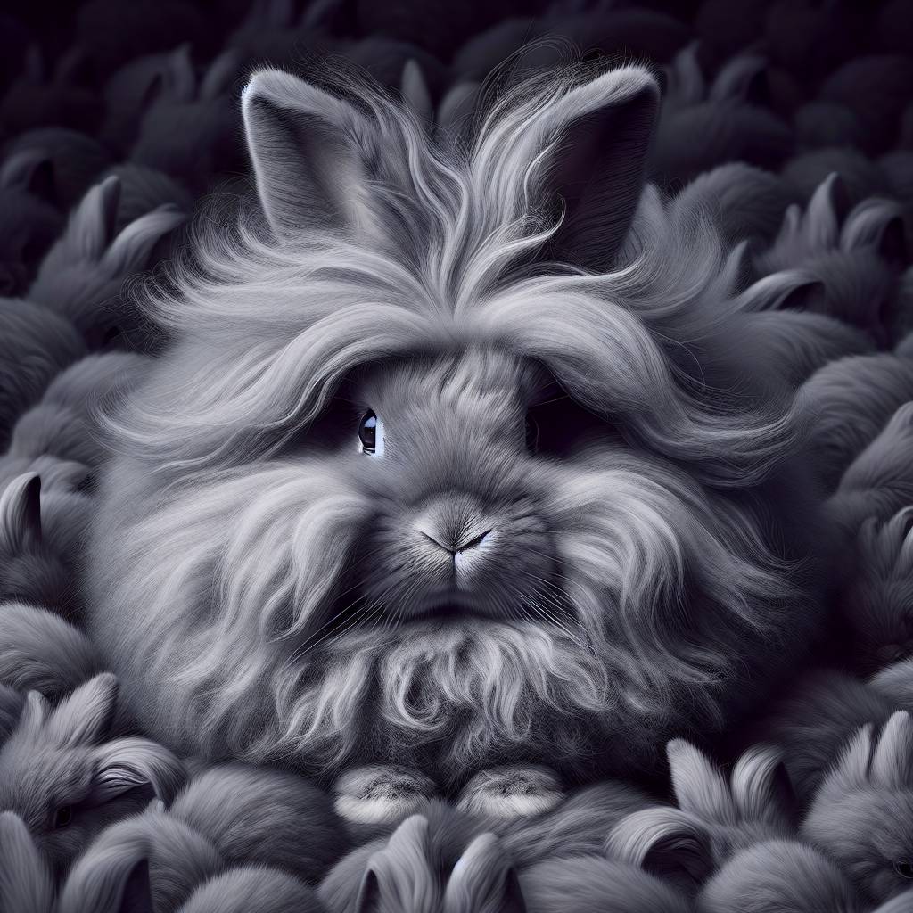 2) Sympathy AI Generated Card - Grey lionhead rabbit  (4be8a)
