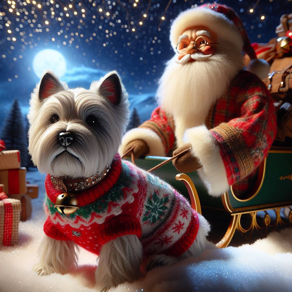 3) Christmas AI Generated Card - Santa, Sleigh, and Westie dog (13af8)
