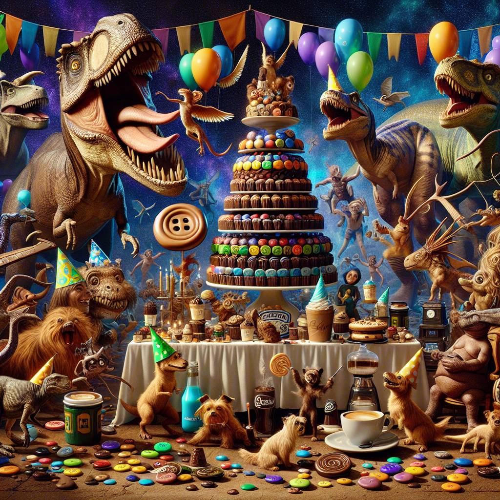 2) Birthday AI Generated Card - Dinosaurs, Pokemon, Star wars, Marvel, Reeces pieces, M@ms, Coffee, Dogs, and Energy drinks (9e55b)