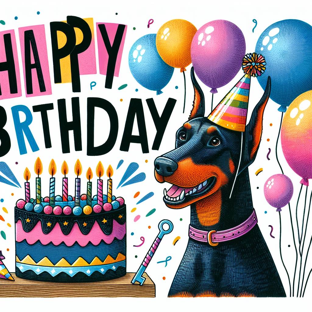 1) Birthday AI Generated Card - Doberman Pinscher   (f11ae)