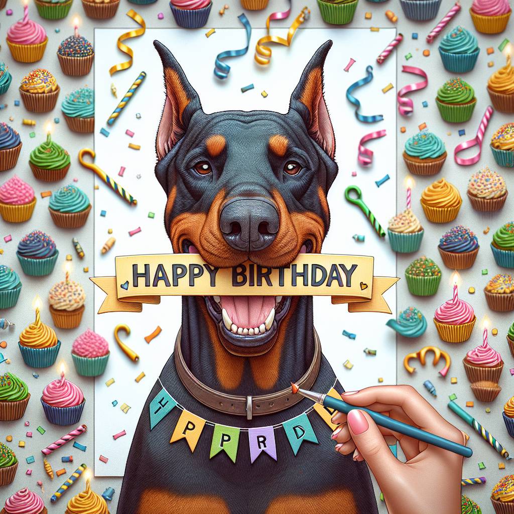 3) Birthday AI Generated Card - Doberman Pinscher   (abe95)