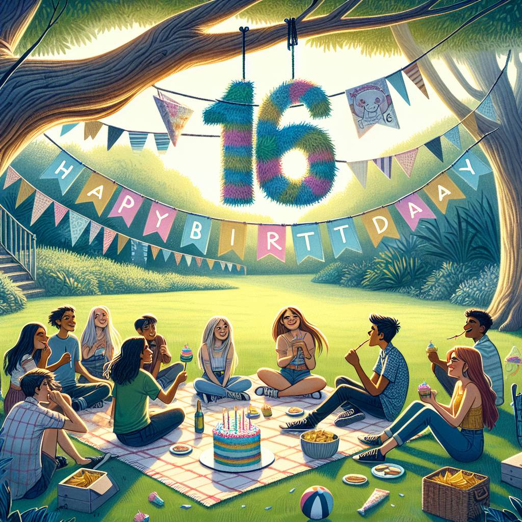 2) Birthday AI Generated Card - 16th kids   (1c65c)