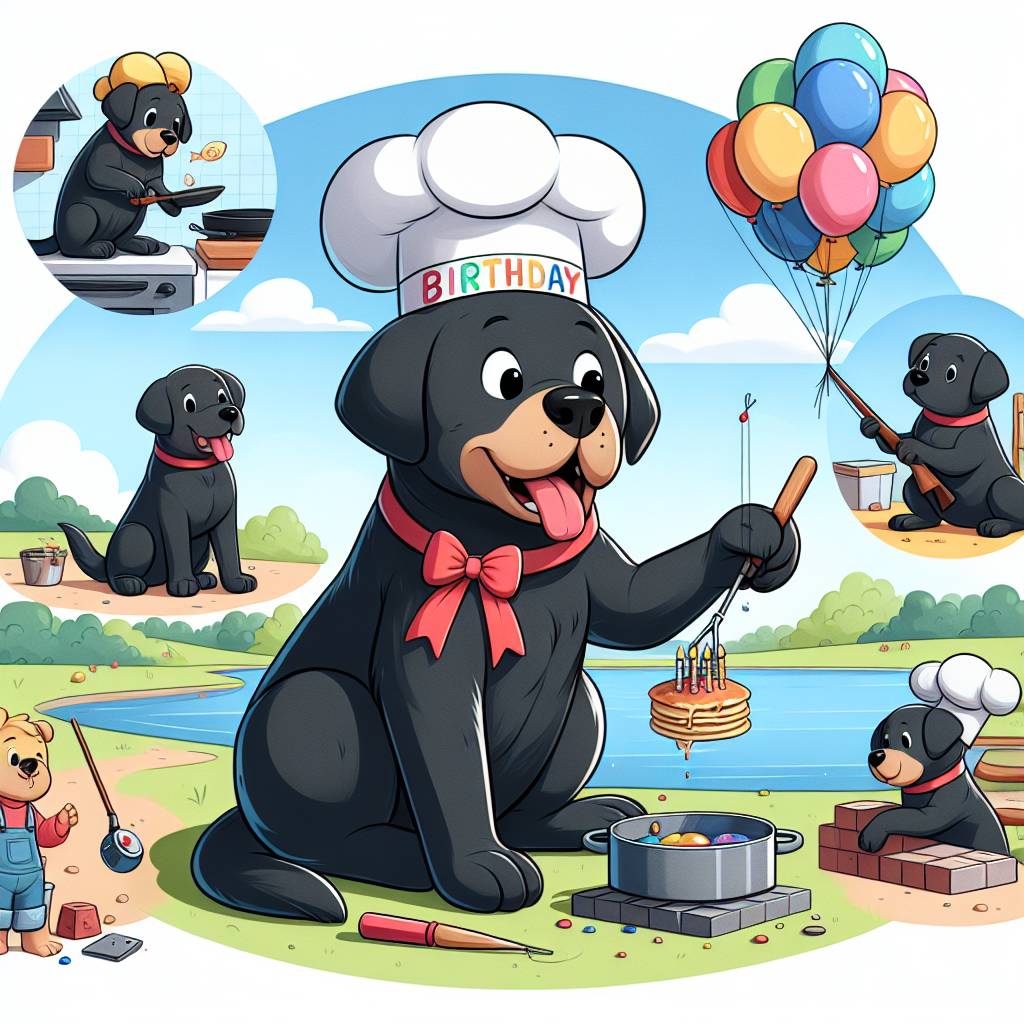 2) Birthday AI Generated Card -  Black Labrador dog, Cooking, Fishing, Shooting, and Bricklaying (d3161)