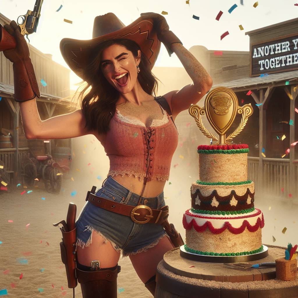 2) Anniversary AI Generated Card - Cowgirl , and Dildo (2e55c)