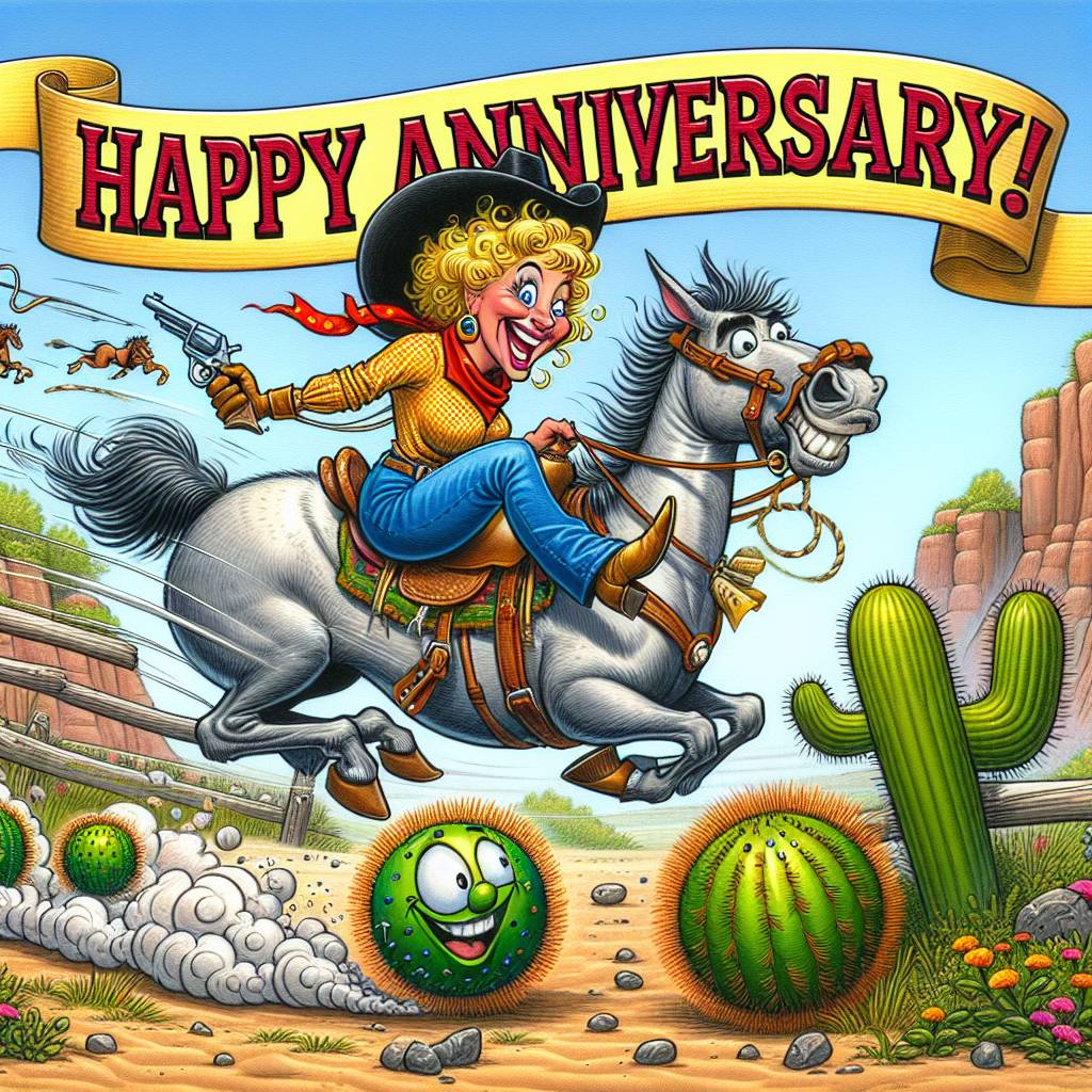 1) Anniversary AI Generated Card - Cowgirl , and Dildo (de586)