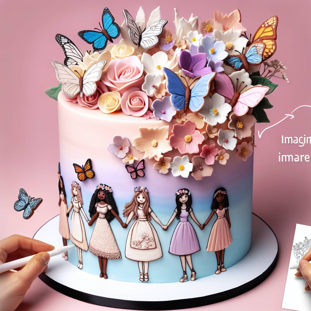 1) Birthday AI Generated Card - Cakes, Female, Canada, Butterflies, and Flowers (d74d0)