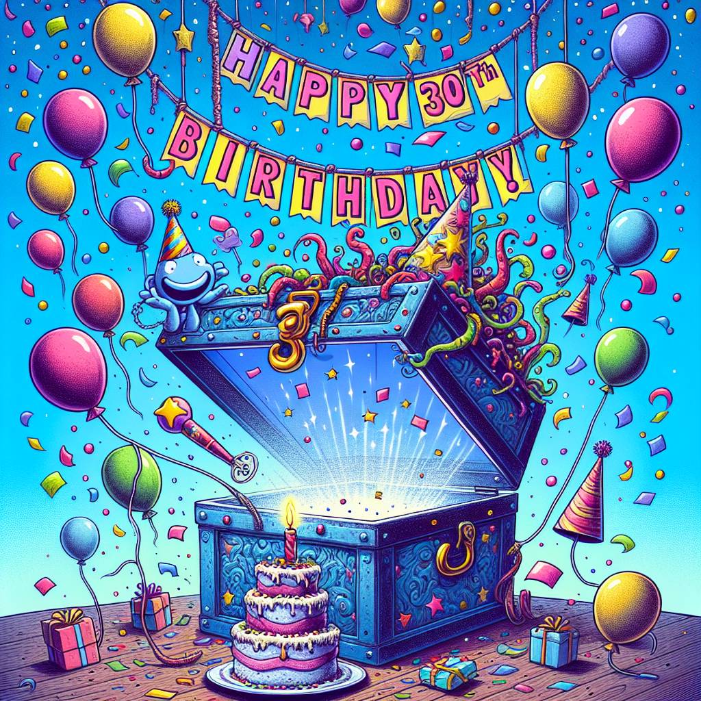 1) Birthday AI Generated Card - Tardis, Birthday candles, Balloons , and 30th (872a1)