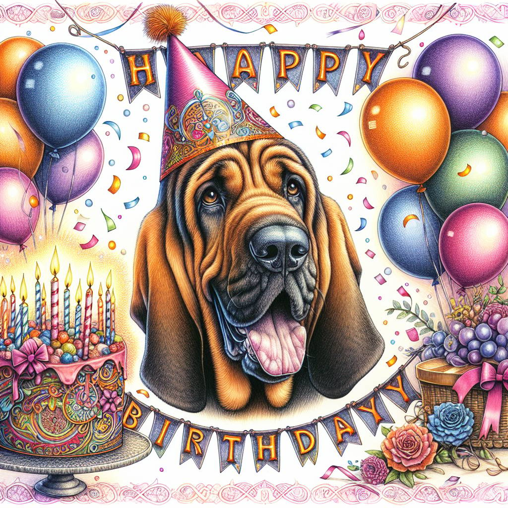 1) Birthday AI Generated Card - Bloodhound   (a6607)