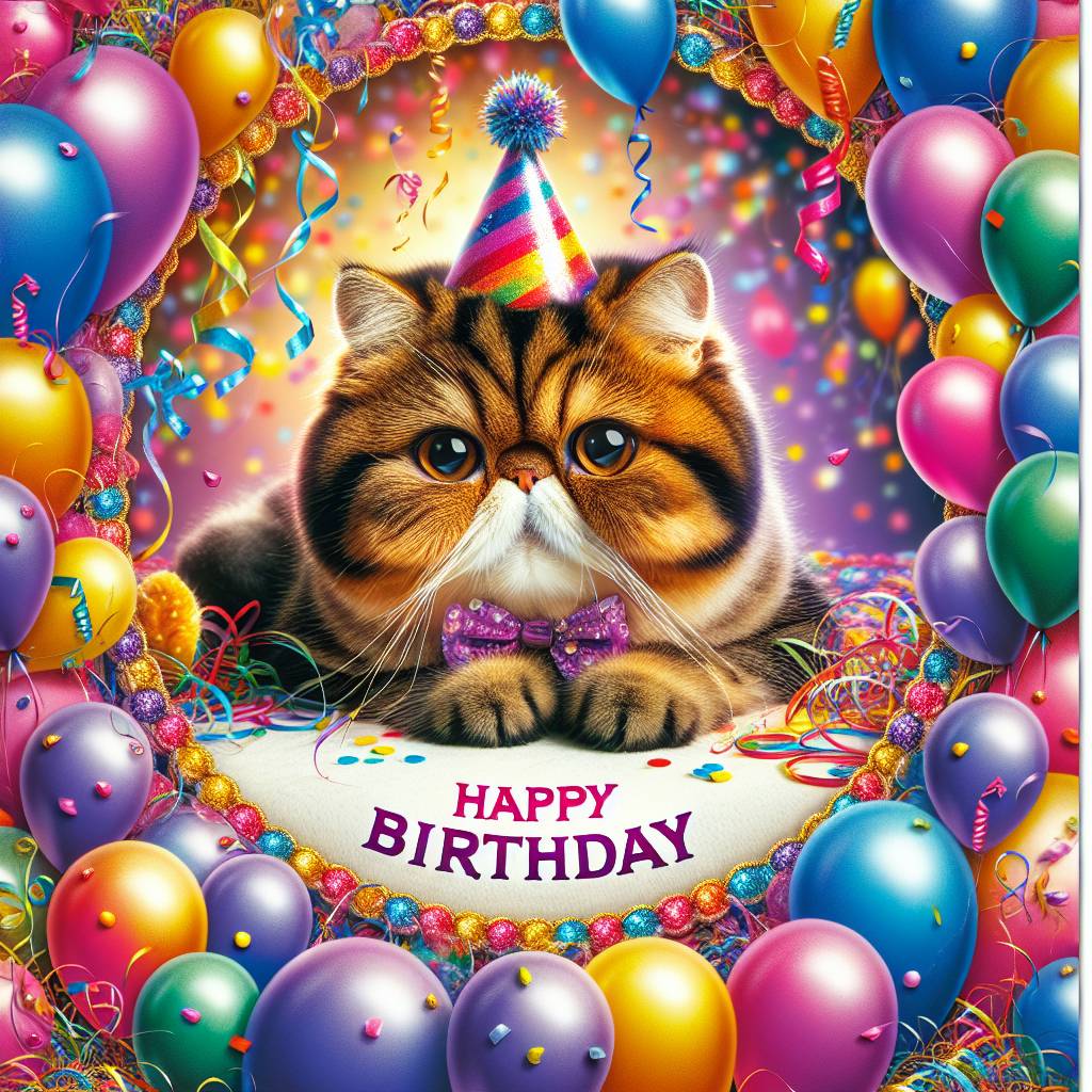 1) Birthday AI Generated Card - Exotic Shorthair Birthday Cards (d11ae)