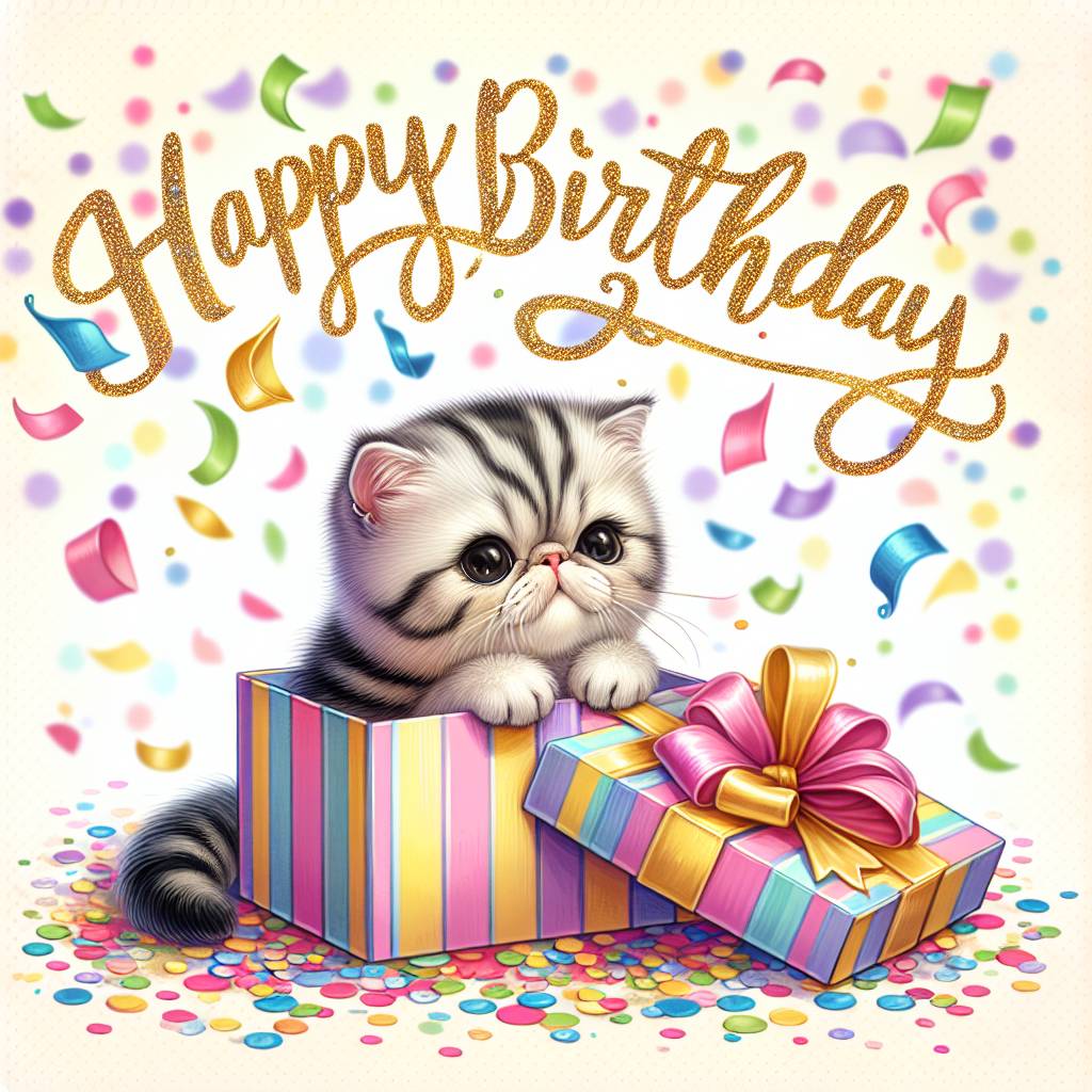 2) Birthday AI Generated Card - Exotic Shorthair Birthday Cards (efd0a)