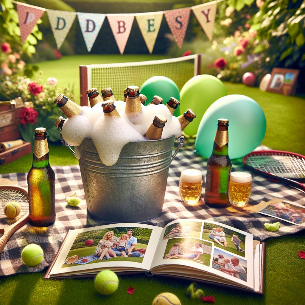 2) Fathers-day AI Generated Card - Tennis, Beer, and Family (6804f)