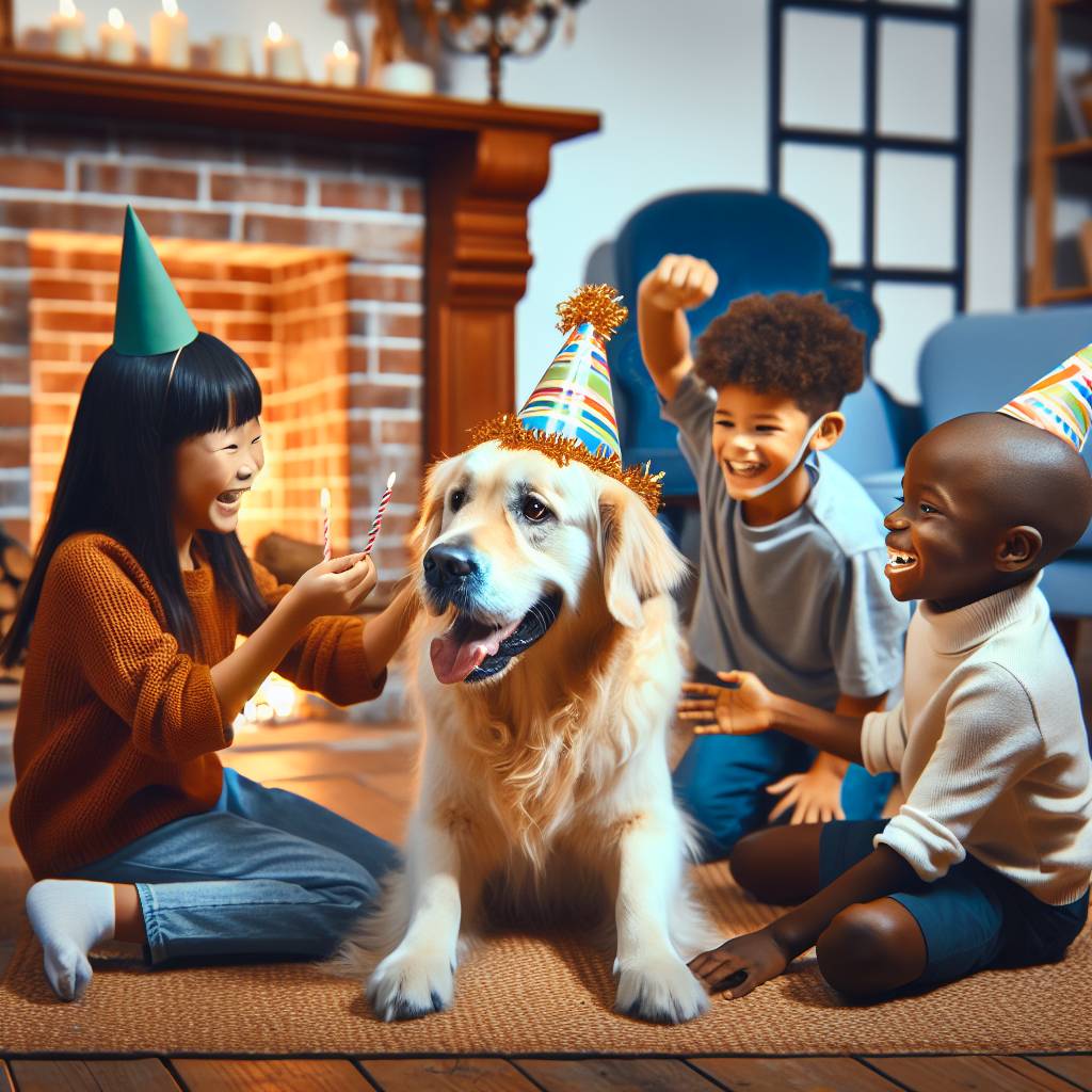 1) Birthday AI Generated Card - Dogs, Home, and Children