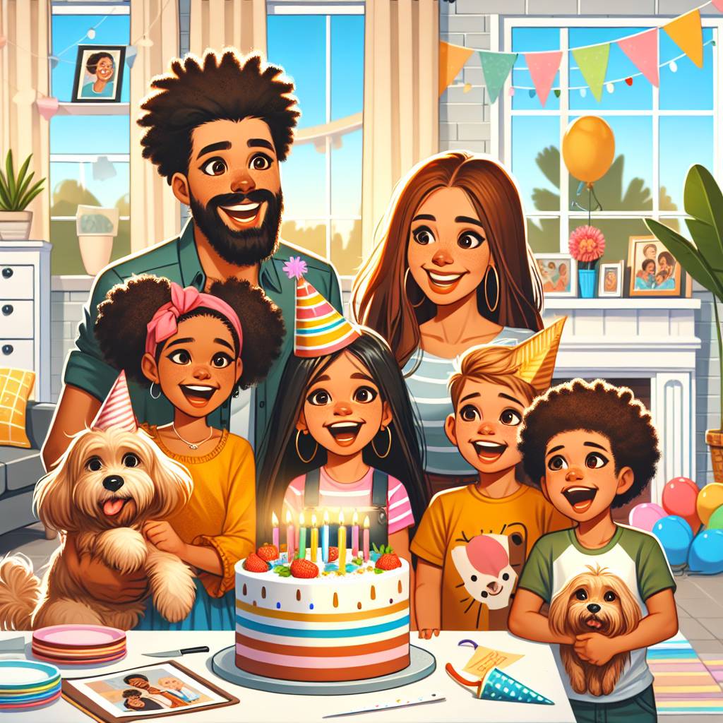 3) Birthday AI Generated Card - Dogs, Home, and Children