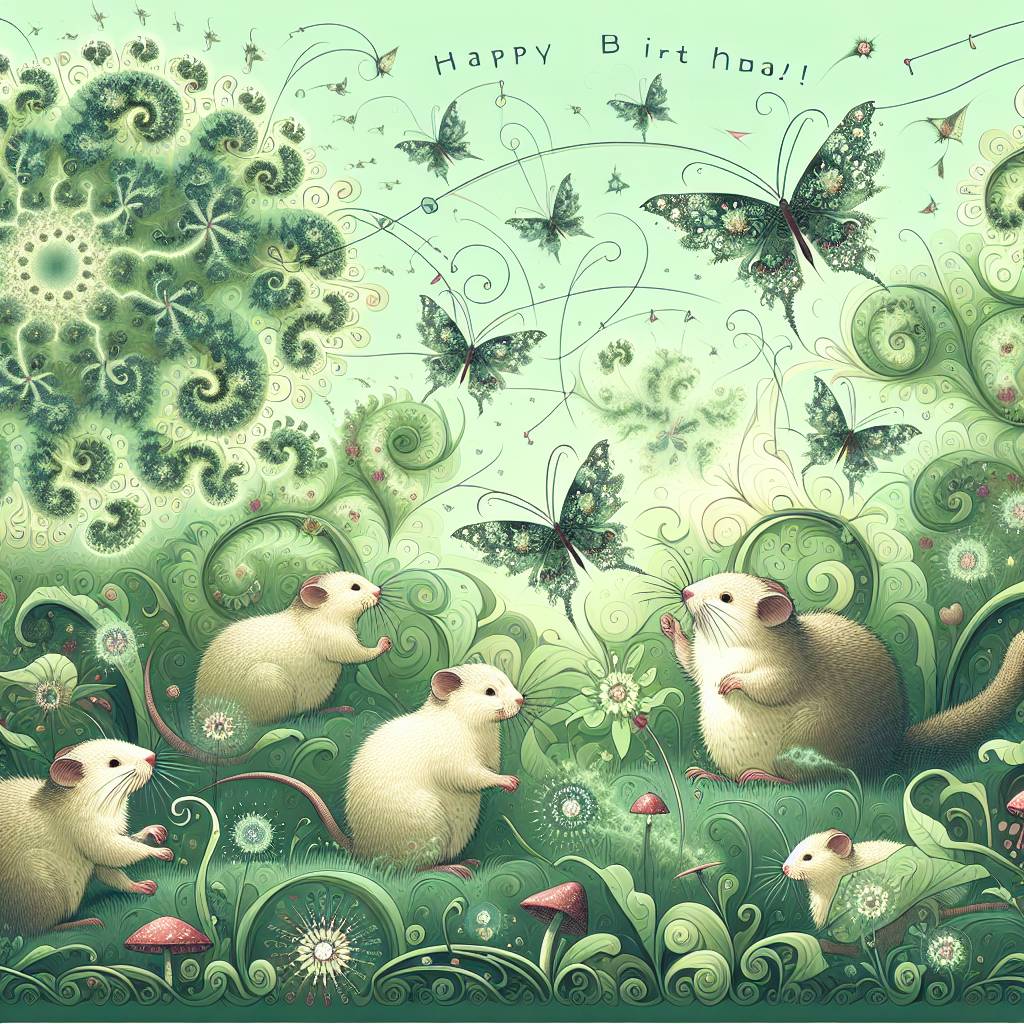 1) Birthday AI Generated Card - Moles, Cats, Fractals, Plants, and Butterflies (35af8)