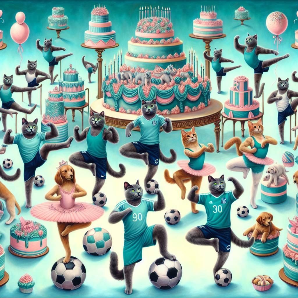 2) Birthday AI Generated Card - 30 Cats Puppies Gym Tottenham Hotspur Football Ballet Pink Teal cakes baking  (e2a7e)