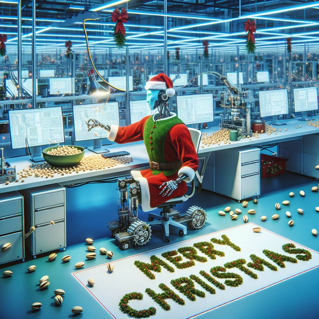 4) Christmas AI Generated Card - Automation, RPA, Robot, Pistachios, Team, and University of glasgow (7981e)