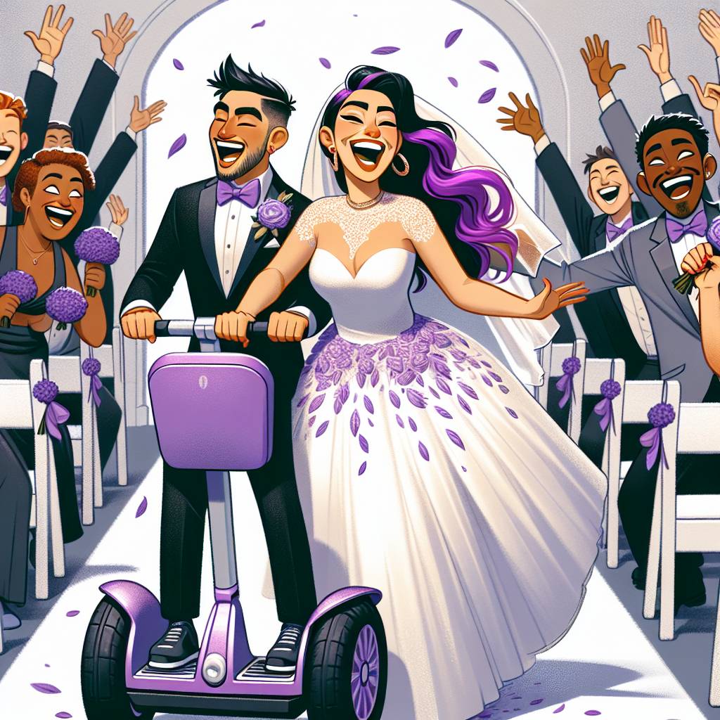 1) Wedding AI Generated Card - Segway, and Purple hair (589ed)