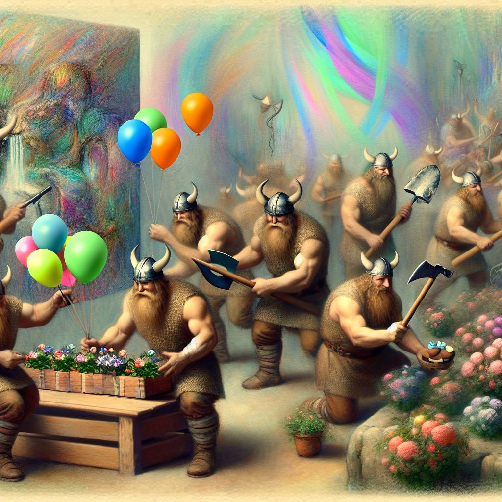 2) Birthday AI Generated Card - Vikings, Gardening, and Painting (197af)