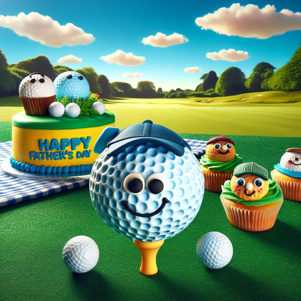 1) Fathers-day AI Generated Card - Golf, and Cake  (4d480)